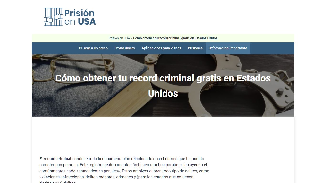 Cómo obtener tu record criminal gratis en Estados Unidos - Prisión en USA